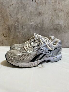 Reebok Y2K Silver White & Black Athletic Lace-Up Sneakers